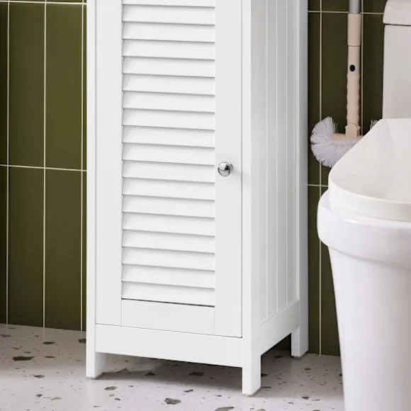 SoBuy Høj badeværelsesskab med 1 skuffe i træ 32x30x170.5cm, funktionel FRG236-WN