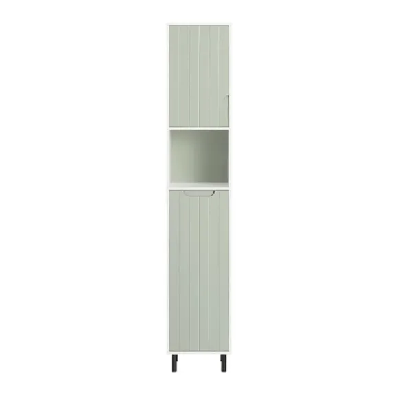 SoBuy Høj badeværelsesskab med 2 døre i grøn 31x30x167cm, funktionel BZR137-GR