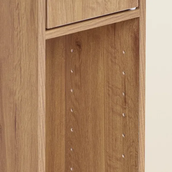SoBuy Høj badeværelsesskab med 1 skuffe i mørkebrun 20x20x180cm, funktionel BZR34-II-PF