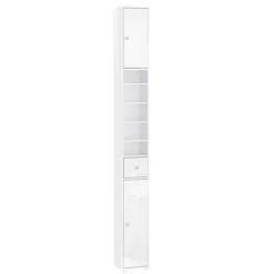 SoBuy Høj badeværelsesskab med 1 skuffe i hvid 20x20x180cm, moderne BZR167-GW
