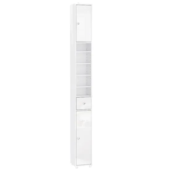 SoBuy Høj badeværelsesskab med 1 skuffe i hvid 20x20x180cm, moderne BZR167-GW