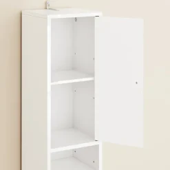 SoBuy Høj badeværelsesskab med 1 skuffe i hvid 20x20x180cm, moderne BZR167-GW