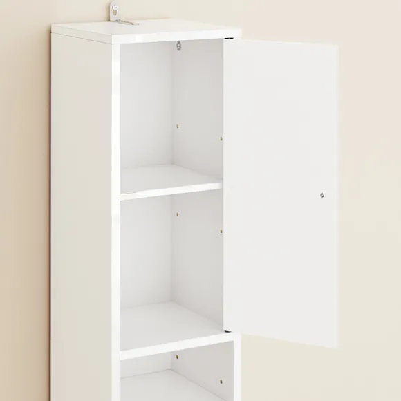 SoBuy Høj badeværelsesskab med 1 skuffe i hvid 20x20x180cm, moderne BZR167-GW