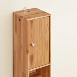 SoBuy Høj badeværelsesskab med 1 skuffe i lysebrun 20x20x180cm, funktionel BZR34-II-SH