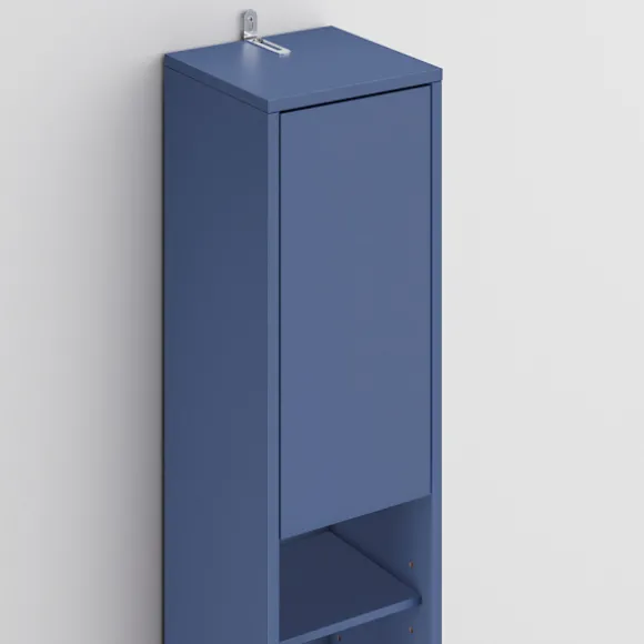 SoBuy Høj badeværelsesskab med 1 skuffe i blå 20x20x180cm, funktionel BZR34-II-B