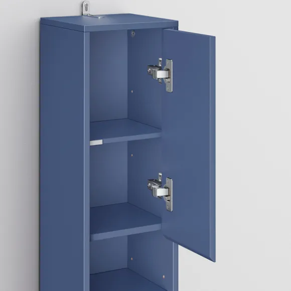 SoBuy Høj badeværelsesskab med 1 skuffe i blå 20x20x180cm, funktionel BZR34-II-B
