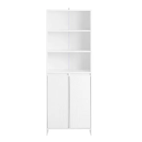 SoBuy Højskab med Vasketøjskurv Badeværelsesskab BZR155-W High cabinet