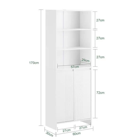 SoBuy Højskab med Vasketøjskurv Badeværelsesskab BZR155-W High cabinet