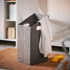SoBuy Højskab med Vasketøjskurv Badeværelsesskab BZR155-W High cabinet