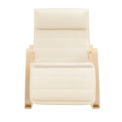 SoBuy hvid gyngestol med justerbar fodstøtte og justerbar nakkestøtte 78x65x90cm, klassisk FST16-W