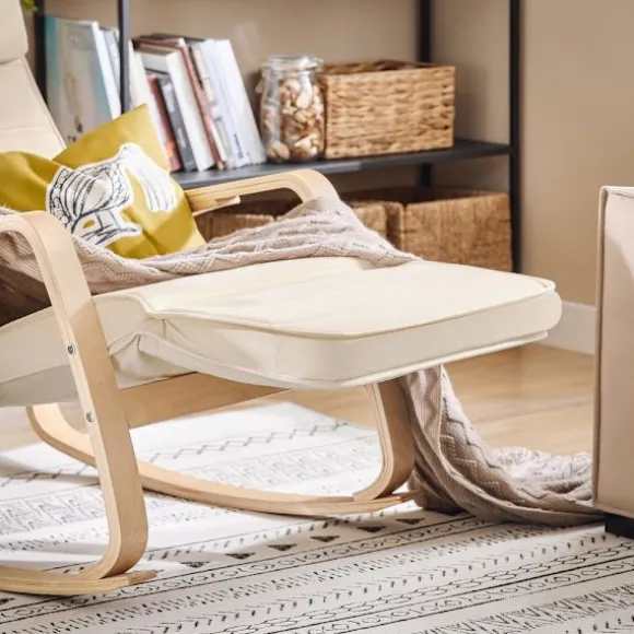 SoBuy hvid gyngestol med justerbar fodstøtte og justerbar nakkestøtte 78x65x90cm, klassisk FST16-W