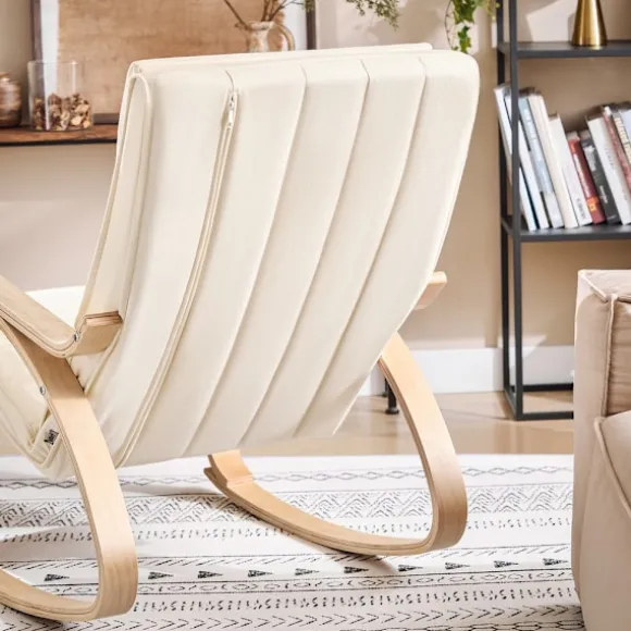 SoBuy hvid gyngestol med justerbar fodstøtte og justerbar nakkestøtte 78x65x90cm, klassisk FST16-W