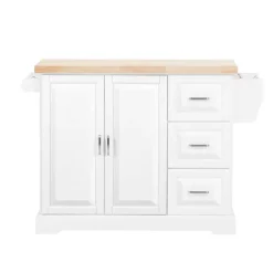 SoBuy hvid køkkenø med 3 skuffer 128x71x90.5cm, moderne FKW41-II-WN