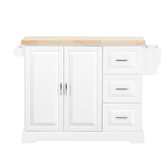 SoBuy hvid køkkenø med 3 skuffer 128x71x90.5cm, moderne FKW41-II-WN