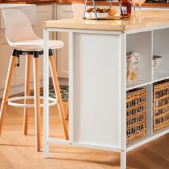 SoBuy hvid køkkenø 170x60x88.5cm, industriel KNL09-WN