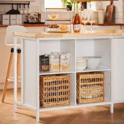 SoBuy hvid køkkenø 170x60x88.5cm, industriel KNL09-WN