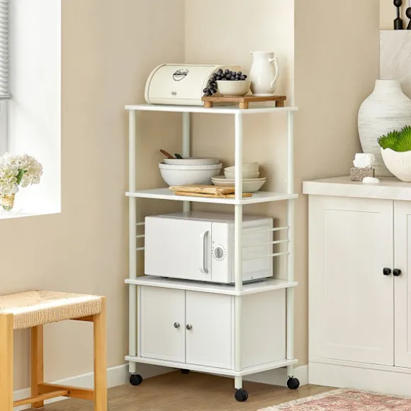 SoBuy hvid køkkenvogn med hjul 60x40x114cm, funktionel FRG12-W