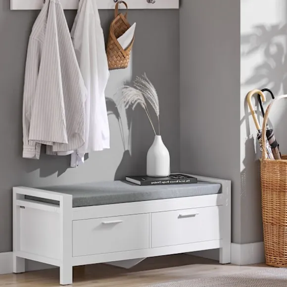 SoBuy hvid skohylde med 2 skuffer 100x40.01x40.01cm, moderne FSR74-W