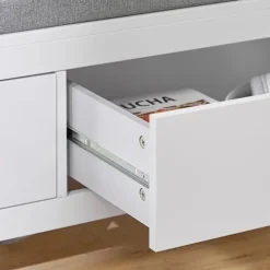 SoBuy hvid skohylde med 2 skuffer 100x40.01x40.01cm, moderne FSR74-W