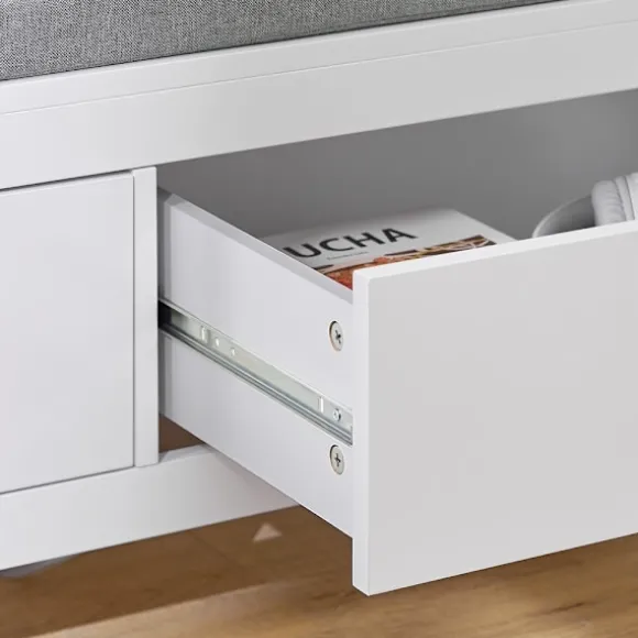 SoBuy hvid skohylde med 2 skuffer 100x40.01x40.01cm, moderne FSR74-W