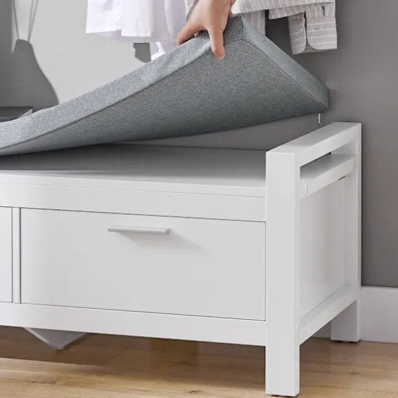 SoBuy hvid skohylde med 2 skuffer 100x40.01x40.01cm, moderne FSR74-W