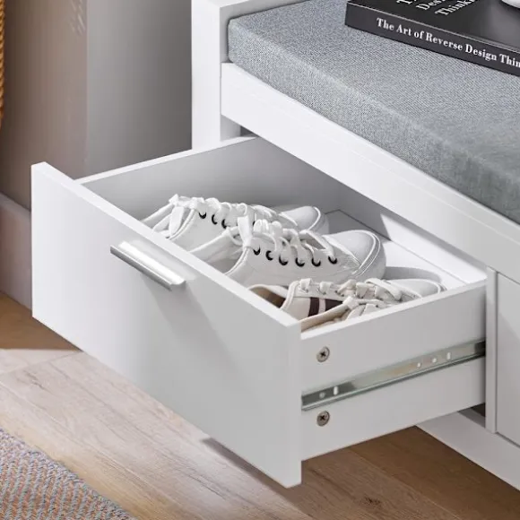 SoBuy hvid skohylde med 2 skuffer 100x40.01x40.01cm, moderne FSR74-W