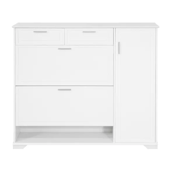 SoBuy hvid skoskab med 1 skuffe 120x26x110cm, moderne FSR104-W