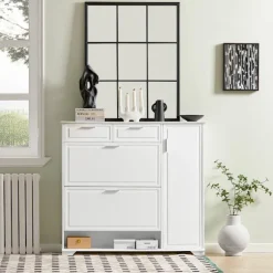 SoBuy hvid skoskab med 1 skuffe 120x26x110cm, moderne FSR104-W