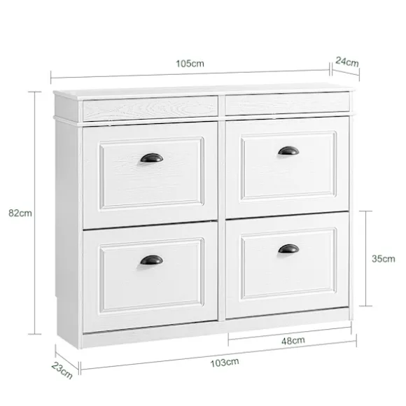 SoBuy hvid skoskab med 2 skuffer 104.5x24x85cm, moderne FSR79-WG