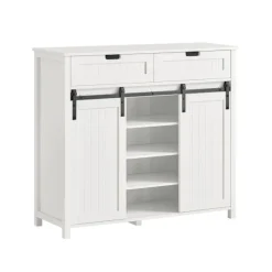 SoBuy hvid skoskab med skydedøre og buffet og skuffer 104x35x93cm, moderne FSB74-W