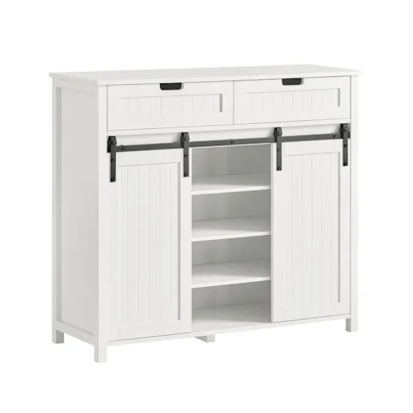 SoBuy hvid skoskab med skydedøre og buffet og skuffer 104x35x93cm, moderne FSB74-W