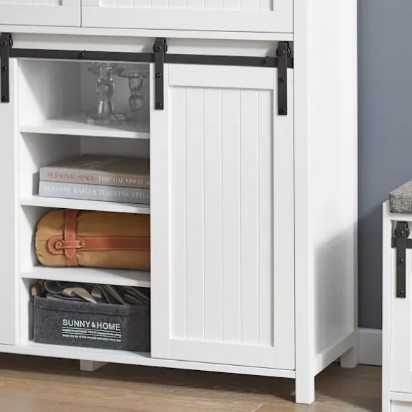 SoBuy hvid skoskab med skydedøre og buffet og skuffer 104x35x93cm, moderne FSB74-W