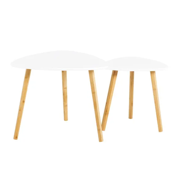 SoBuy hvid sæt med 2 sofaborde 56x55x45cm, moderne FBT74-W