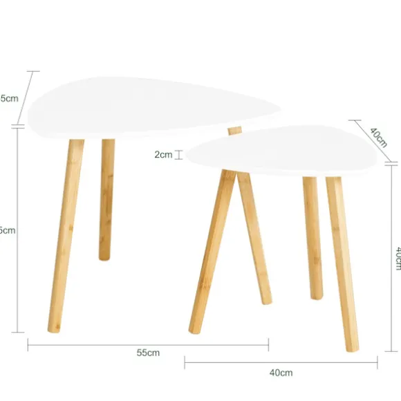 SoBuy hvid sæt med 2 sofaborde 56x55x45cm, moderne FBT74-W