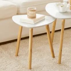 SoBuy hvid sæt med 2 sofaborde 56x55x45cm, moderne FBT74-W