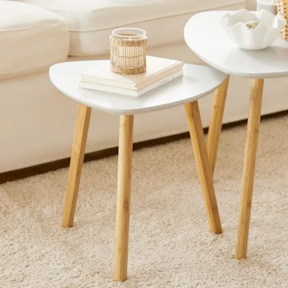 SoBuy hvid sæt med 2 sofaborde 56x55x45cm, moderne FBT74-W