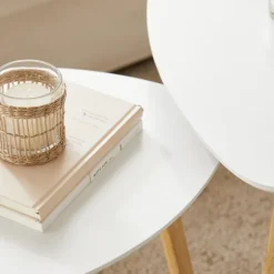 SoBuy hvid sæt med 2 sofaborde 56x55x45cm, moderne FBT74-W
