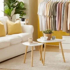 SoBuy hvid sæt med 2 sofaborde 56x55x45cm, moderne FBT74-W