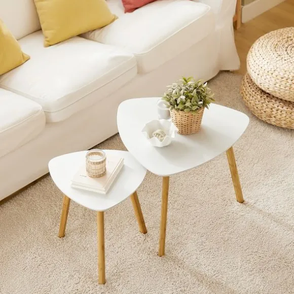 SoBuy hvid sæt med 2 sofaborde 56x55x45cm, moderne FBT74-W