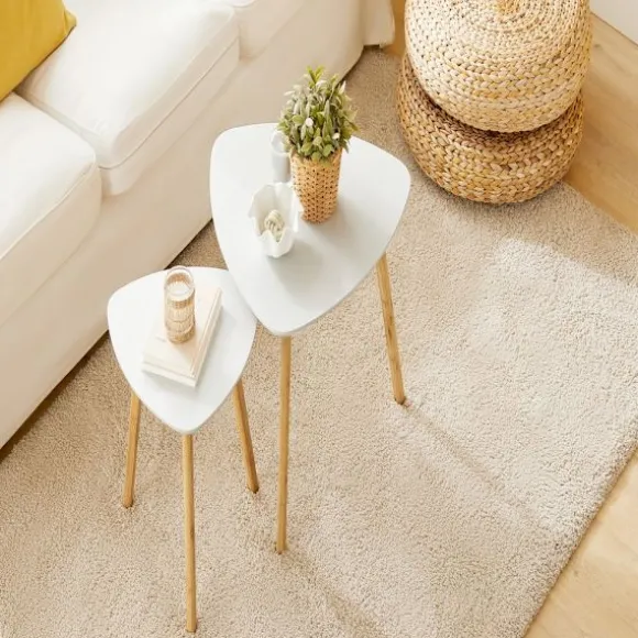 SoBuy hvid sæt med 2 sofaborde 56x55x45cm, moderne FBT74-W