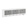 SoBuy hvid vægmonteret tøjstativ med 5 kroge og 3 stofkurve 100x20x30cm, moderne FRG282-W