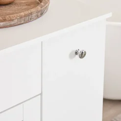 SoBuy hvidt badeværelsesskab med vasketøjskurv med 1 skuffe 78x38x90.3cm, moderne BZR214-W