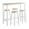 SoBuy hvidt bord med 4 skamler med pladsbesparende 120x40x100cm, industriel OGT22-WN