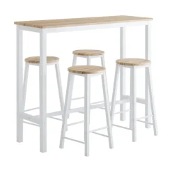 SoBuy hvidt bord med 4 skamler med pladsbesparende 120x40x100cm, industriel OGT22-WN