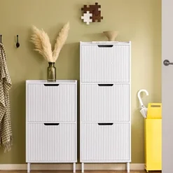 SoBuy hvidt skoskab med 3 døre 19x50.01x130cm, moderne FSR177-H-W