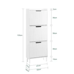 SoBuy hvidt skoskab med 3 døre 19x50.01x130cm, moderne FSR177-H-W