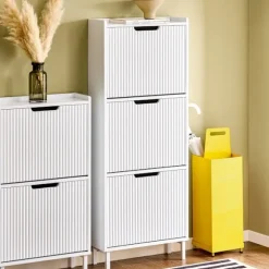 SoBuy hvidt skoskab med 3 døre 19x50.01x130cm, moderne FSR177-H-W