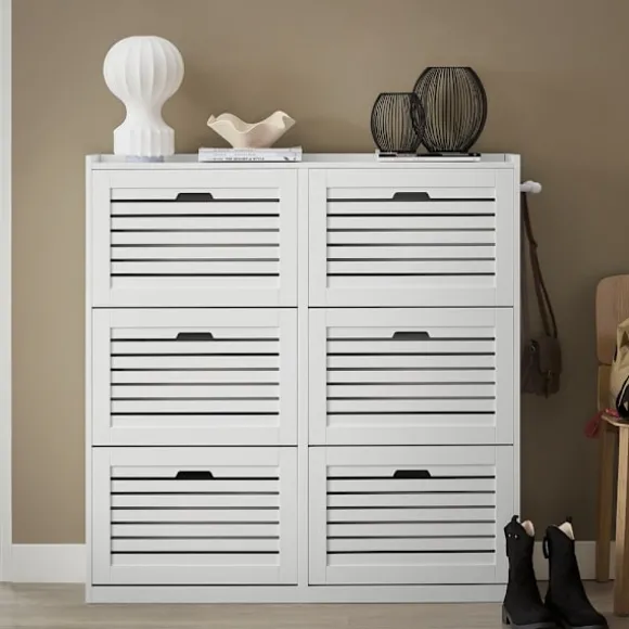SoBuy hvidt skoskab med 6 døre 30x115.01x111.99cm, moderne FSR145-W