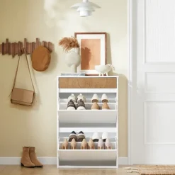 SoBuy hvidt skoskab med 2 døre 61x26x91cm, funktionel FSR205-WN