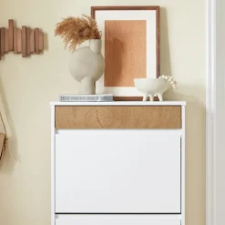 SoBuy hvidt skoskab med 2 døre 61x26x91cm, funktionel FSR205-WN